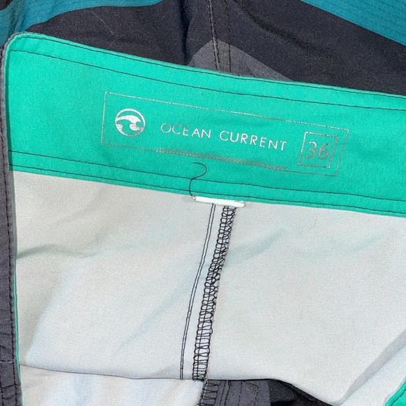 ❤️Ocean Current Teal and Black Board Shorts - Picture 3 of 3